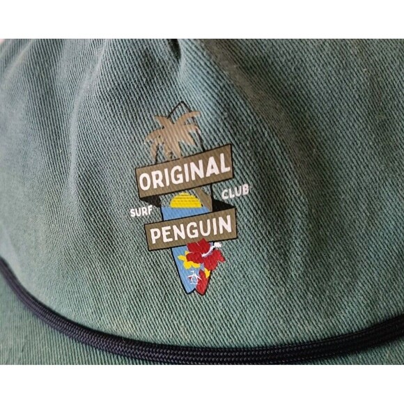 Original Penguin Men's Baseball Cap Hat Green 100% Cotton Snapback Prep Dad - Picture 4 of 8
